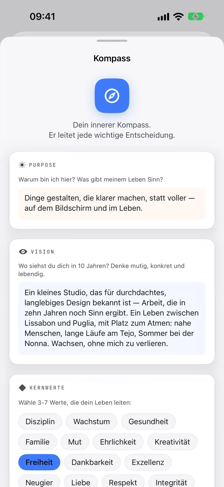 Der Kompass: Sinn, Vision und Kernwerte.