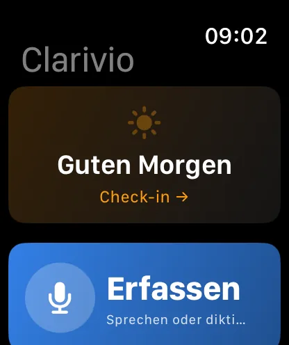 Watch: Check-in „Guten Morgen“ und Festhalten per Sprache.
