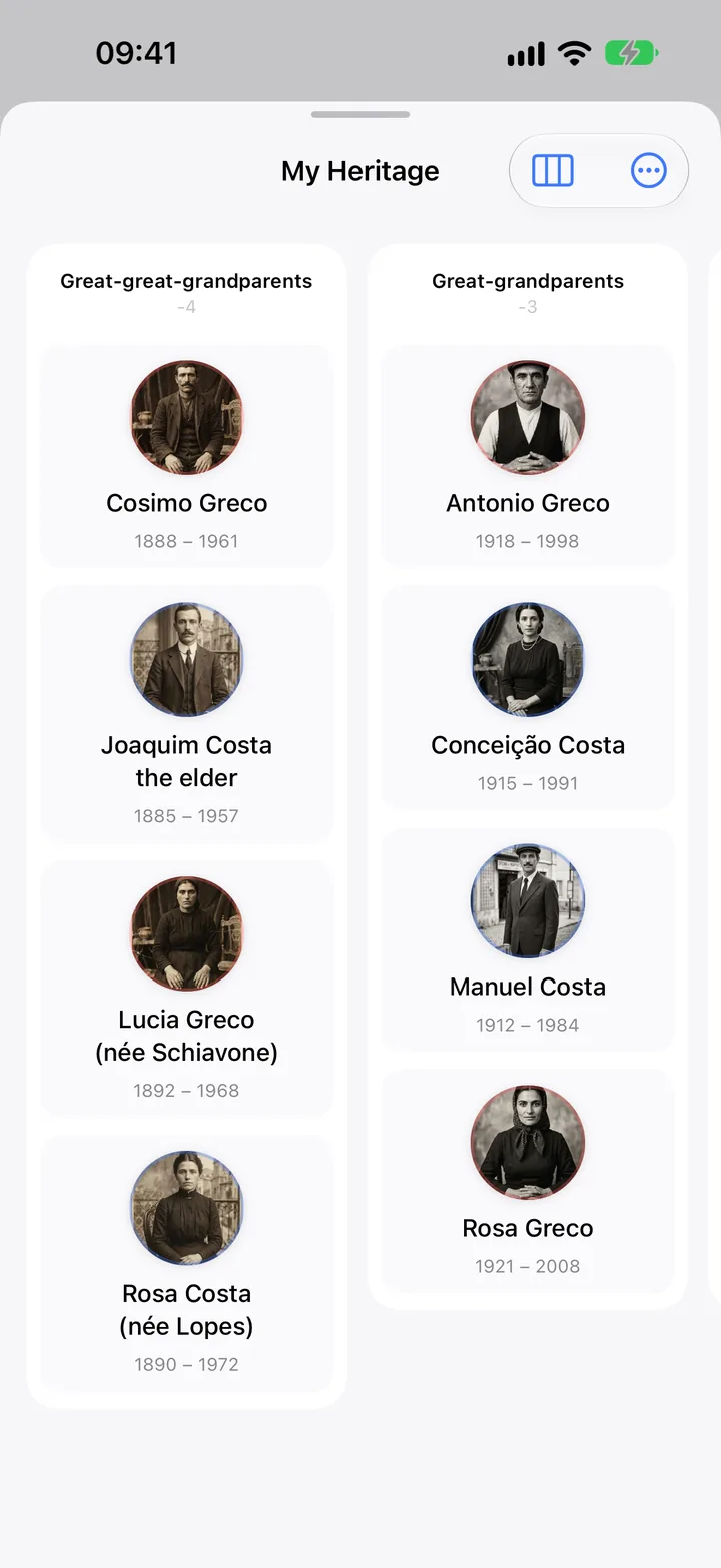 My Heritage: a family tree across generations.