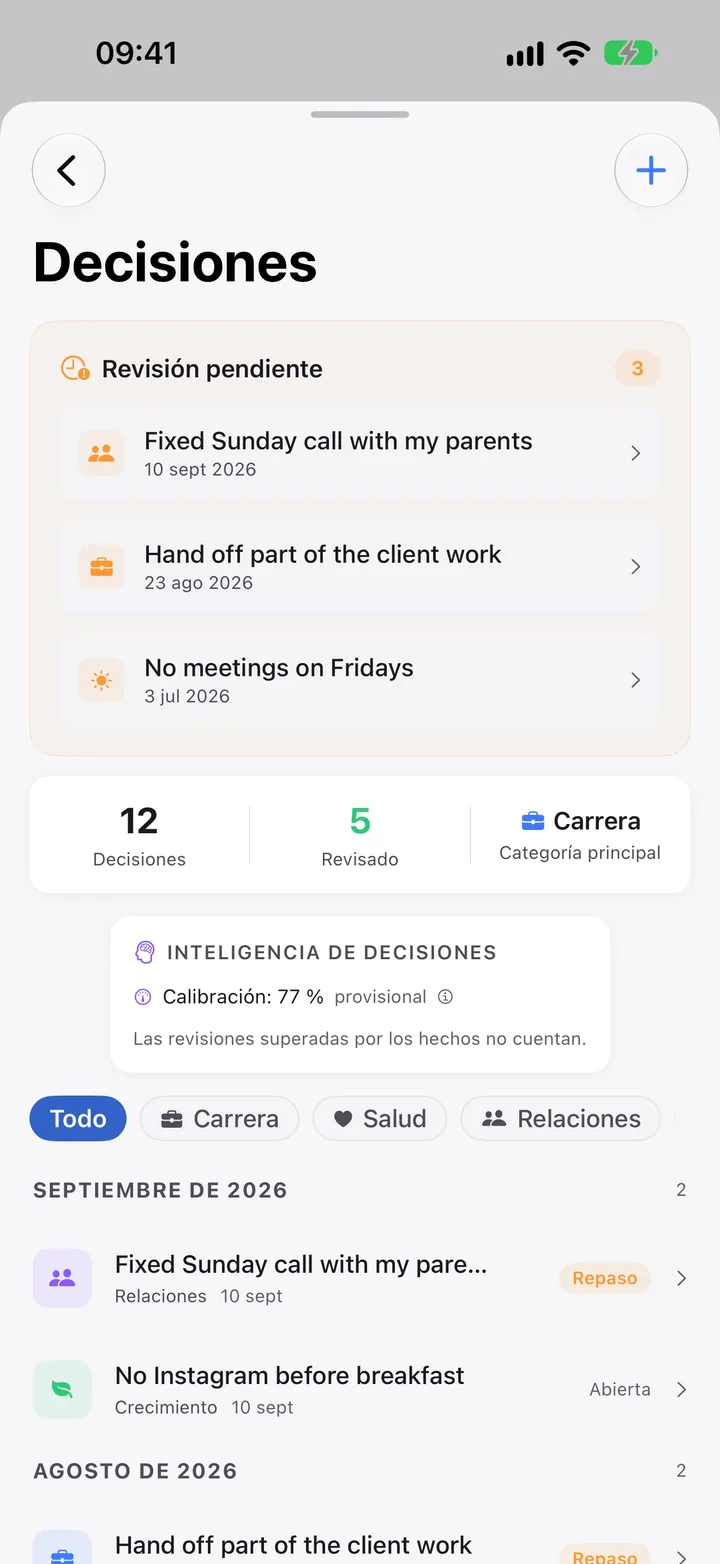 Decisiones: revisiones pendientes, recuentos y calibración.