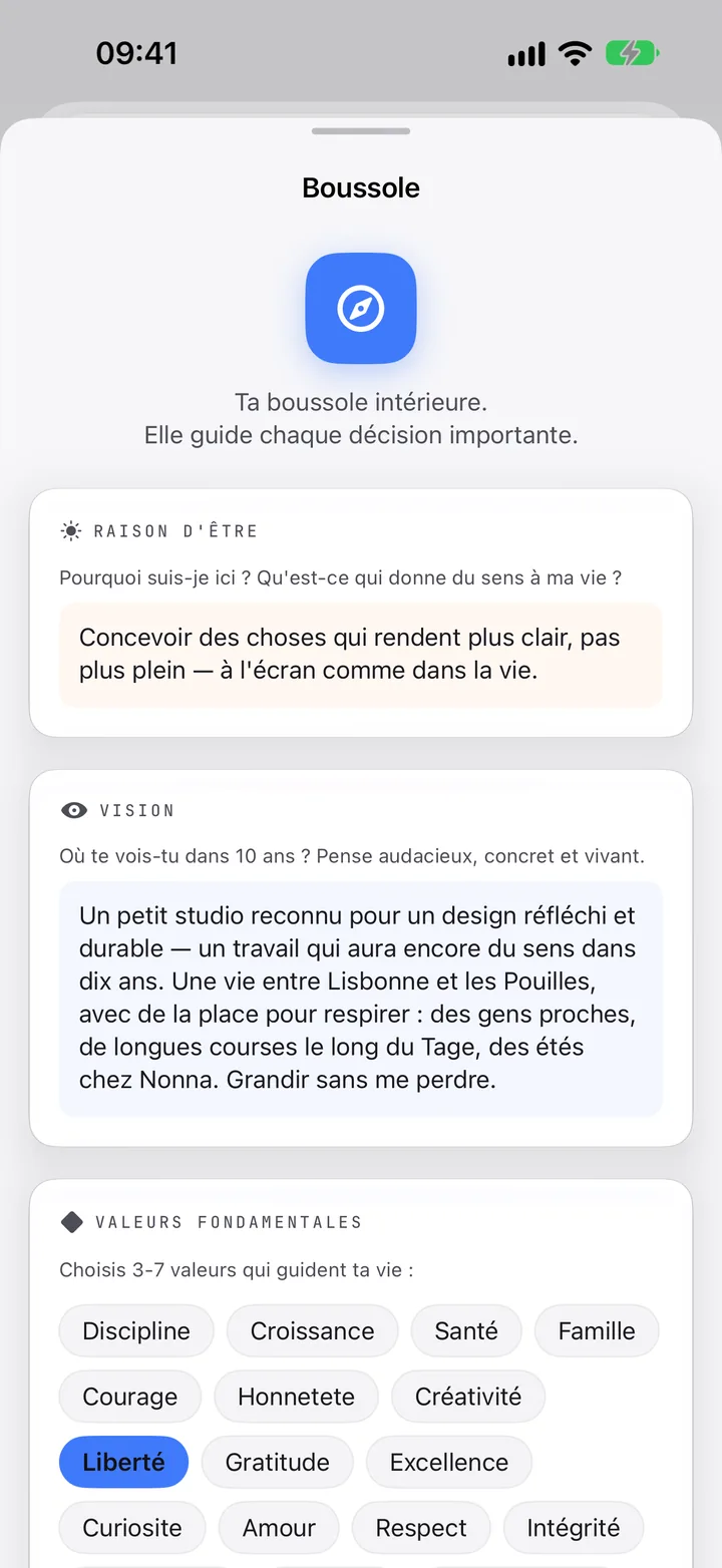 La Boussole : raison d’être, vision et valeurs fondamentales.