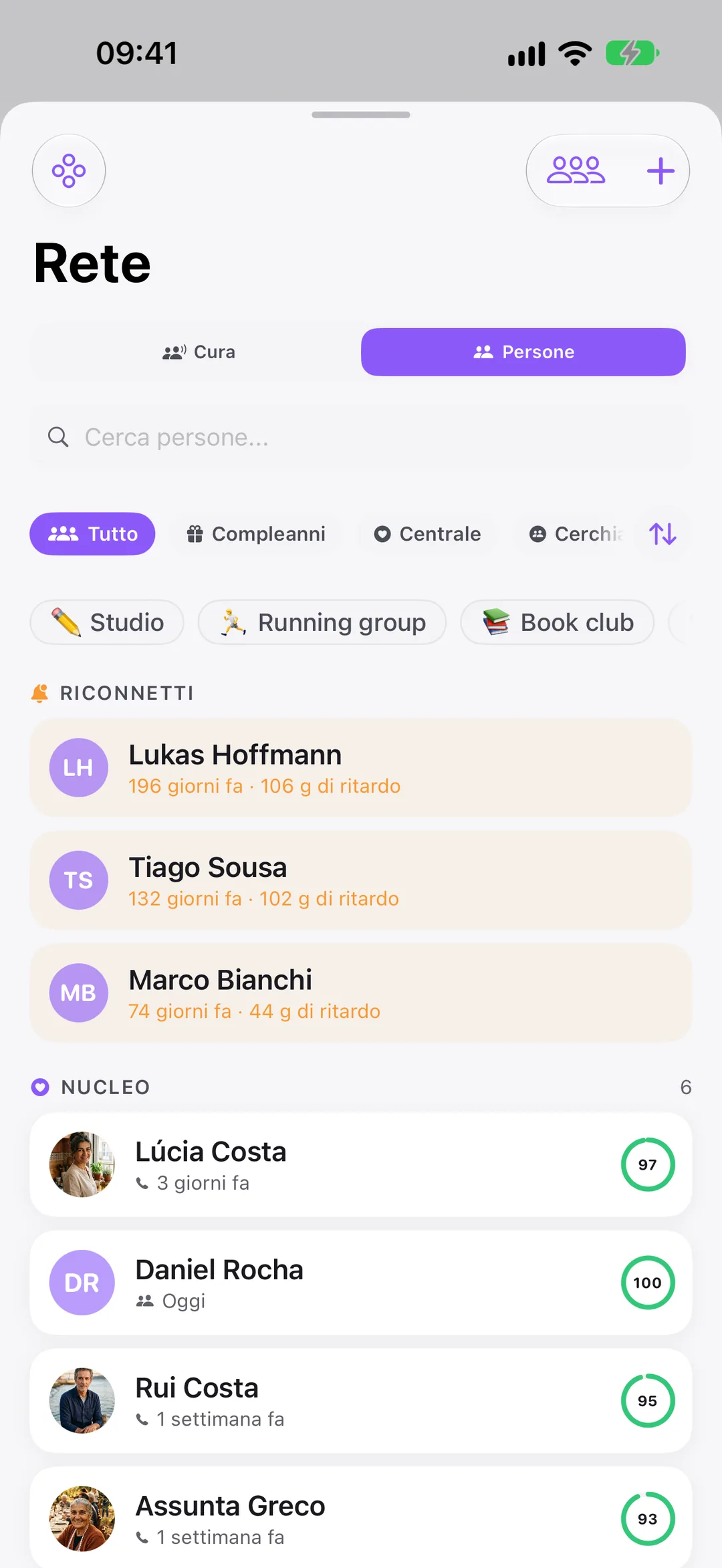 La Rete di Clarivio: chi risentire e la tua cerchia ristretta.