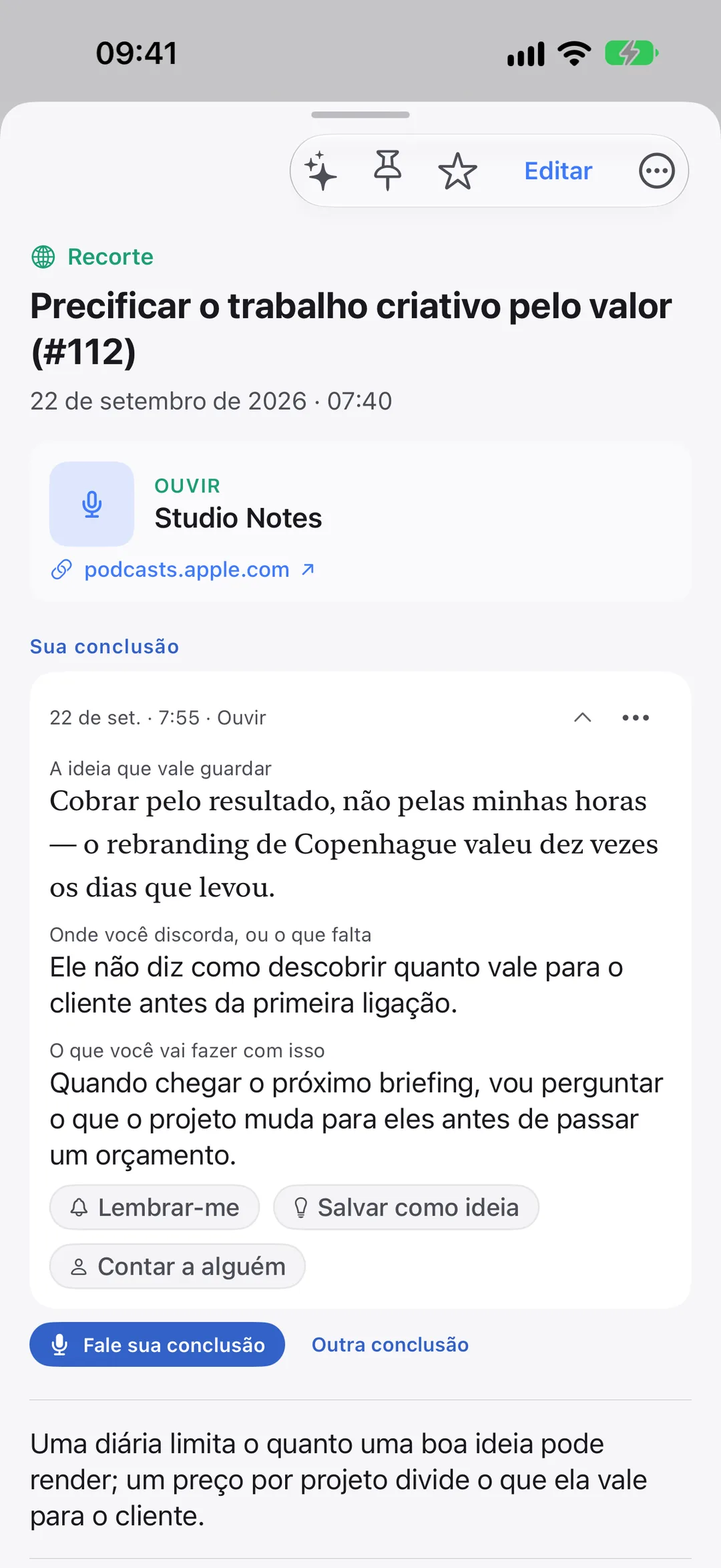 Um episódio de podcast recortado no Clarivio, com a sua conclusão escrita logo abaixo.